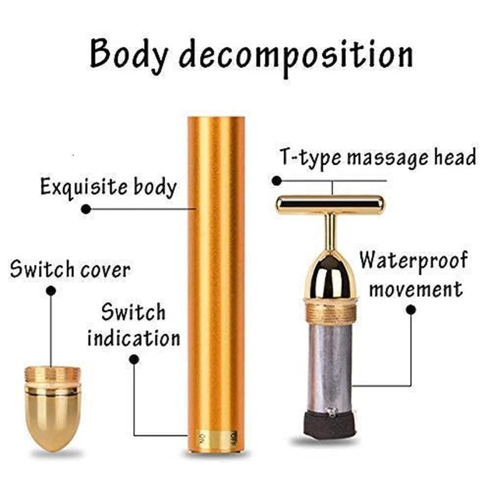 24K Gold Beauty Bar – Electric Facial Roller for Face & Neck