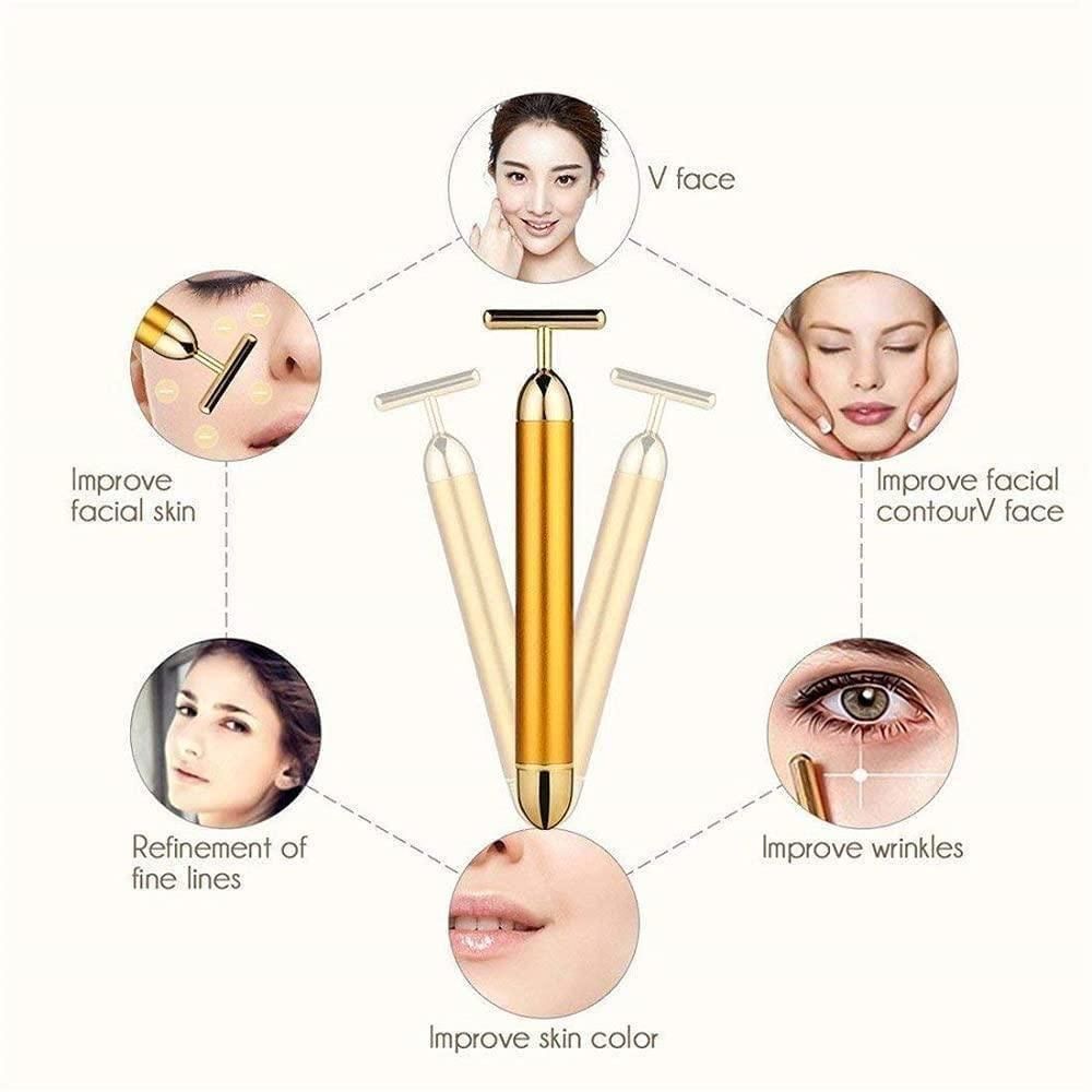 24K Gold Beauty Bar – Electric Facial Roller for Face & Neck