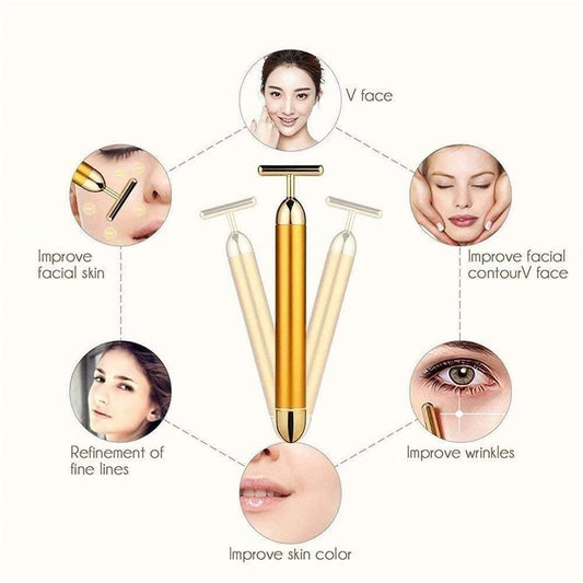 24K Gold Beauty Bar – Electric Facial Roller for Face & Neck